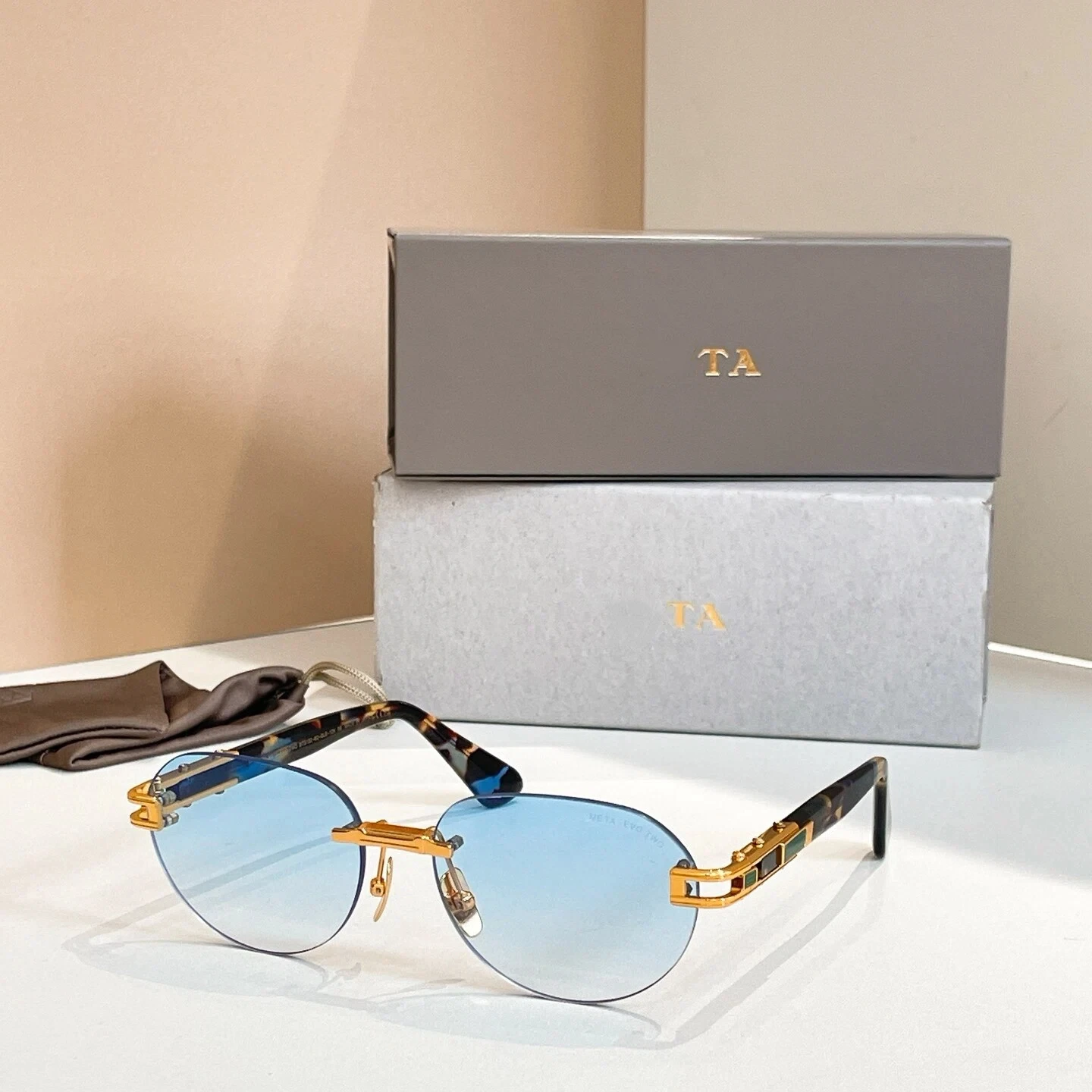 

New For DIYTA DT META-EVO TWO DTS152 Gradient Blue Lenses Womens Sunglasses Acetate Frame Boundless Men's Sun Glasses With Box