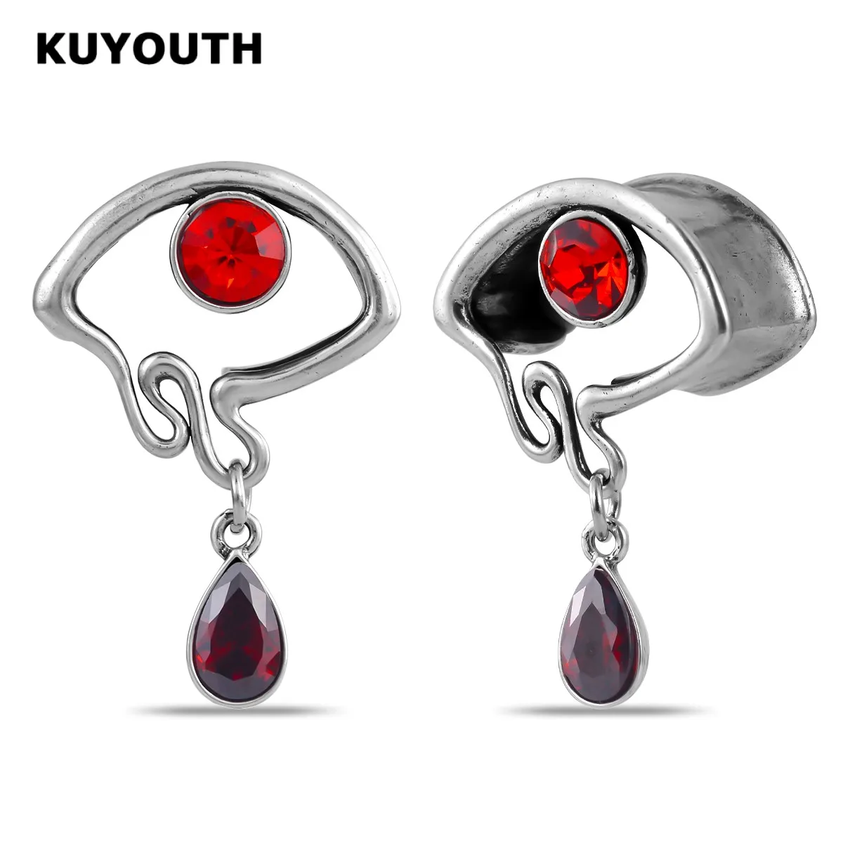 KUYOUTH Eye Ear Expanders Gauges Tunnels Plugs Copper Stretchers Earring Piercing Jewelry 2PCS