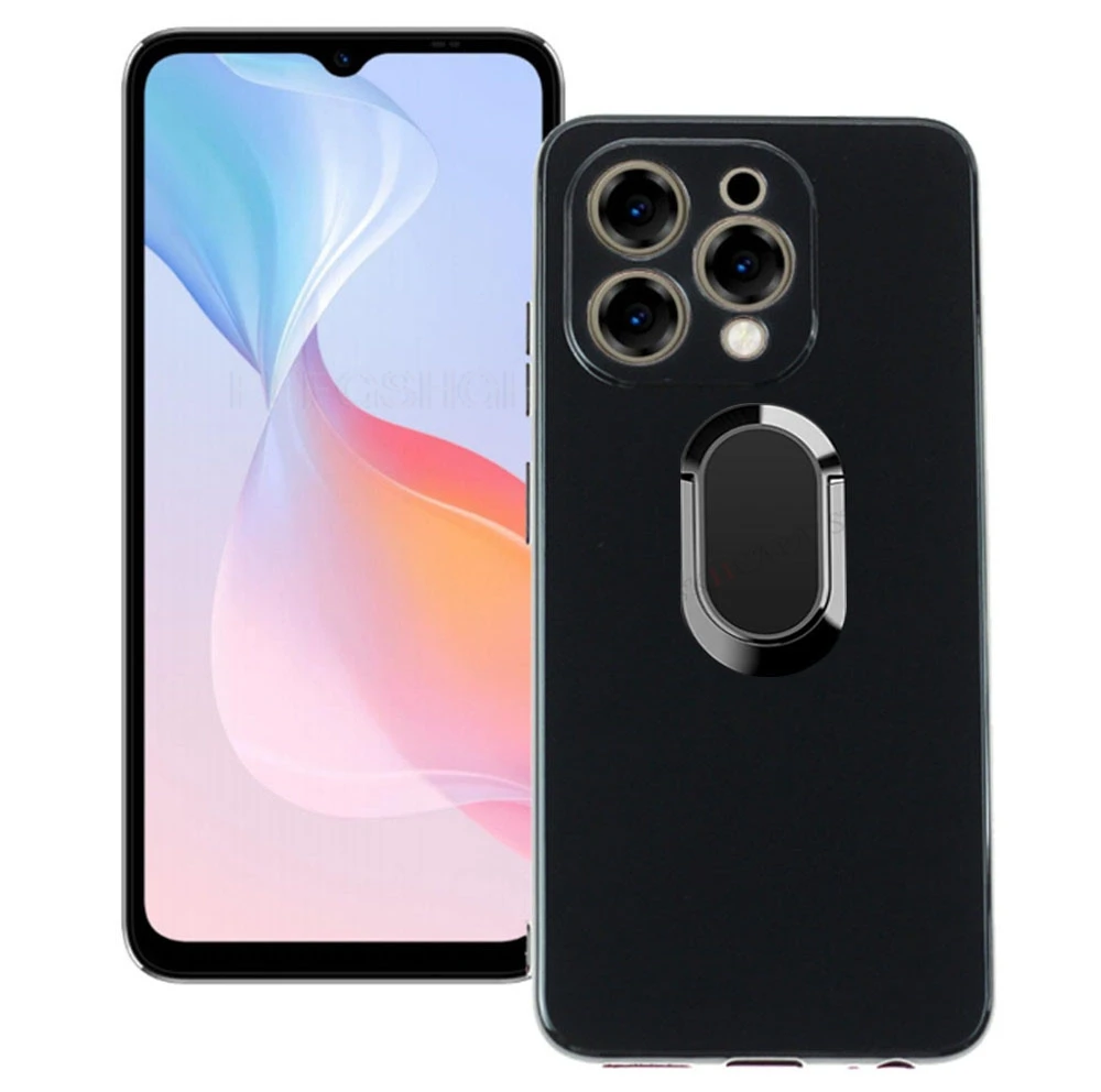 Dla Oukitel P1 6.7 "OukitelP1 P1 tylny uchwyt pierścieniowy uchwyt etui na telefon Smartphone TPU miękka pokrywa silikonowa