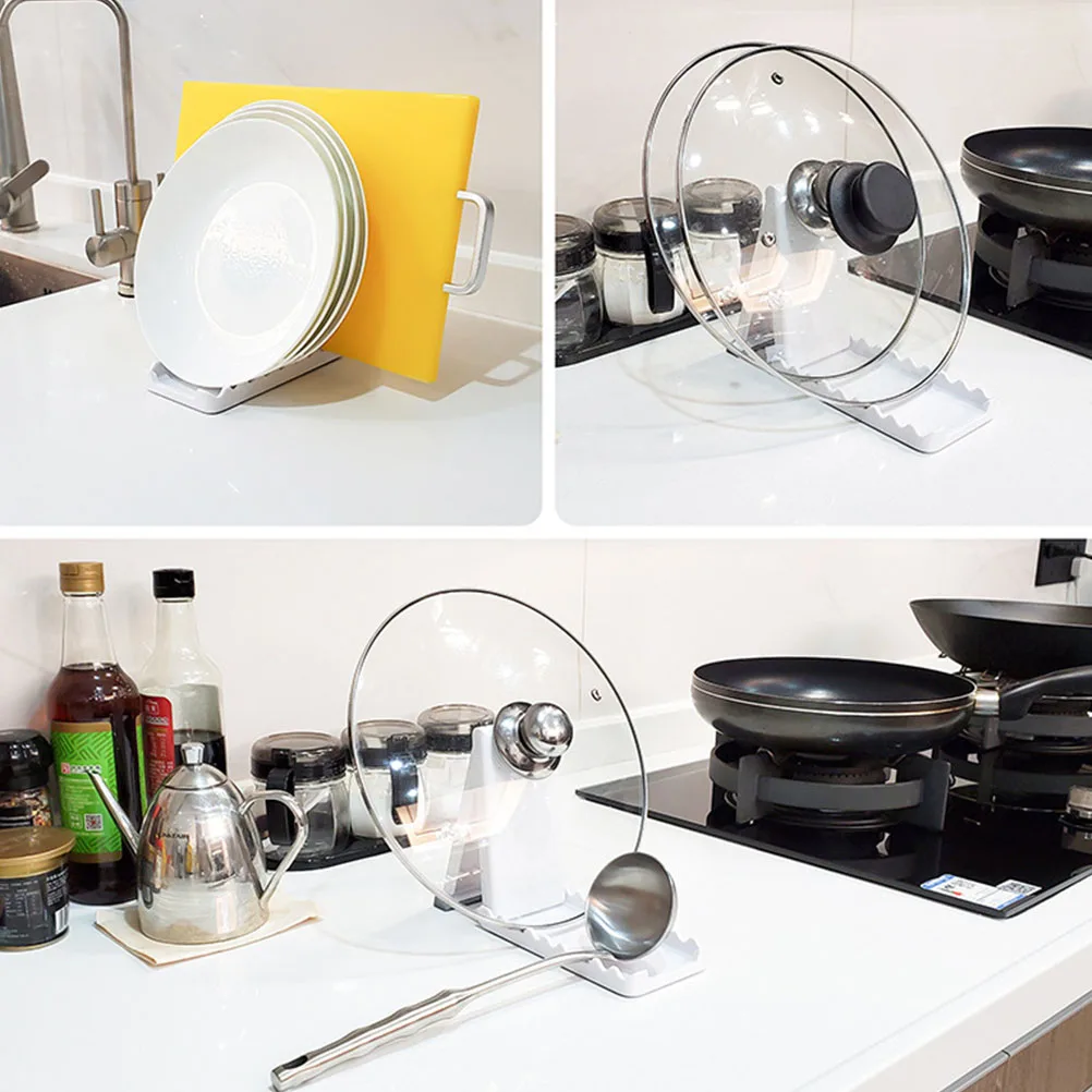 

Plastic Kitchen Storage Rack for Dishes Pot Lids Saucepan Holder Saver Modern Design Tableware Shelf Organizer
