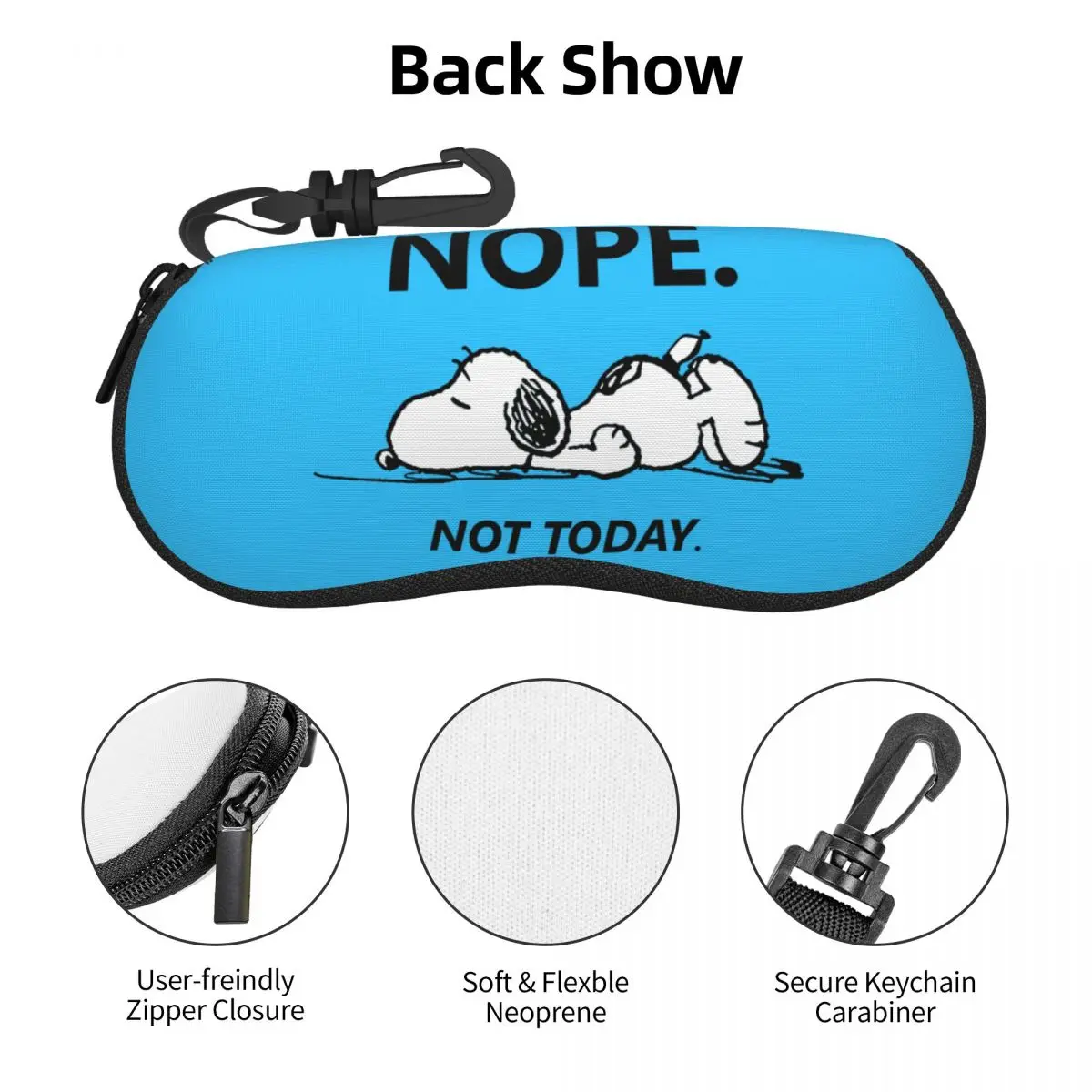 Custom Snoopys Nope Not Today Eyeglass Glasses Case Women Men Soft Sunglasses Protective Box