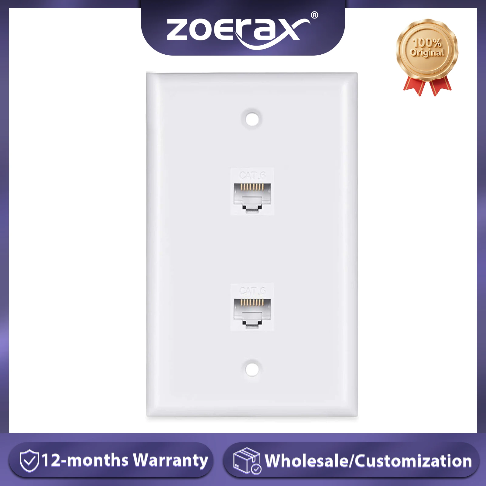 

ZoeRax Cat 6 Ethernet Wall Plate, Ethernet Wall Plate Female-Female Removable Compatible with Cat6/5/5e Ethernet Devices -Blue