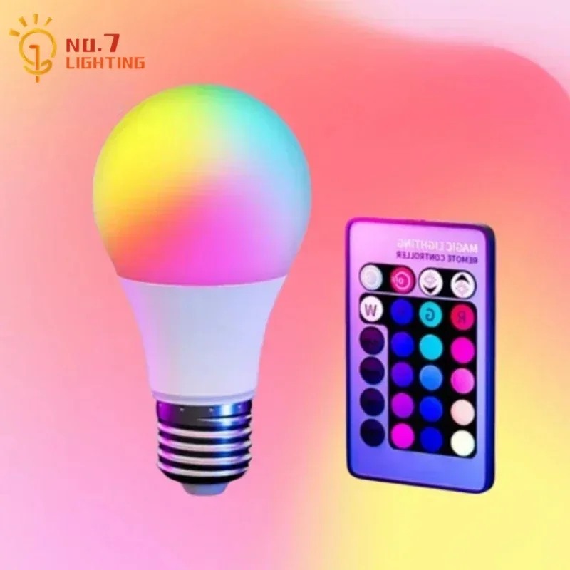 

Neon Night Lamp Remote Control LED E27 16 Color Dimming Smart Magic Bulb RGB Dimmable Bar Party Bedroom Studio Decor Mood Light