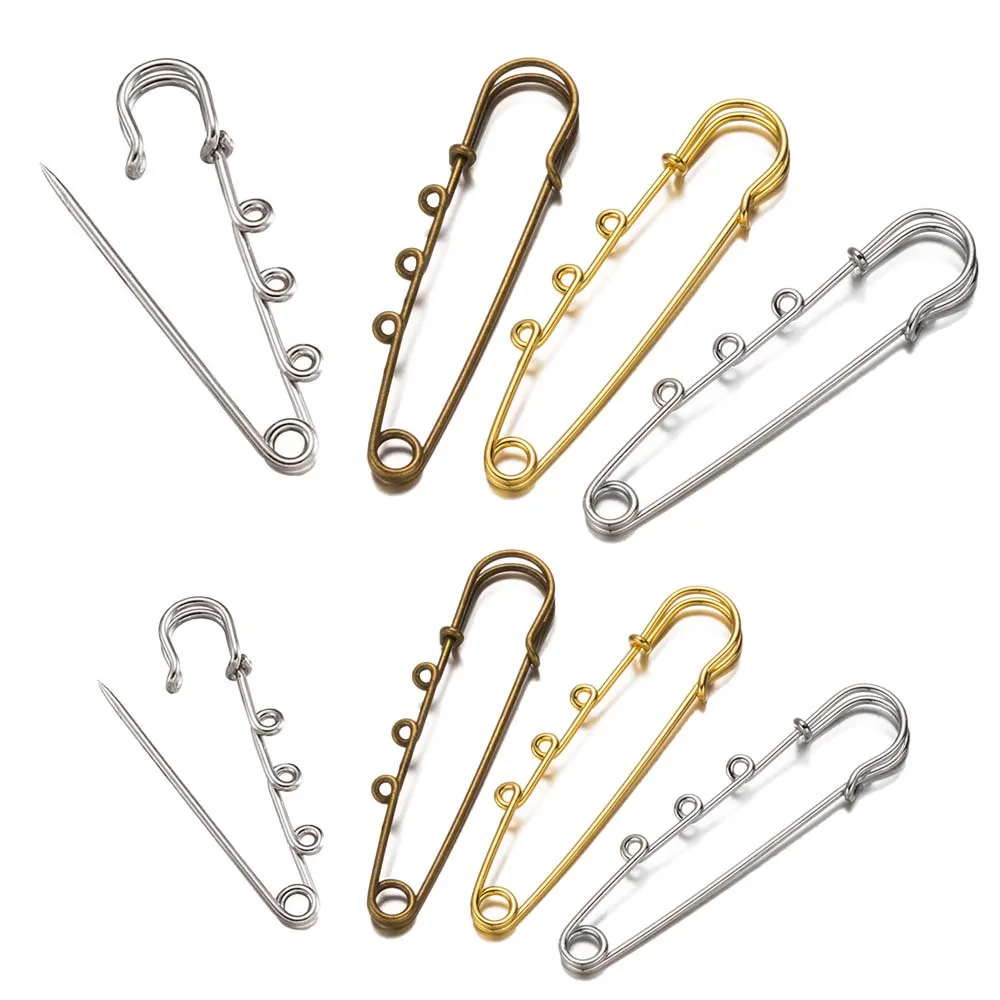 

10pcs Metal Large Safety Pin Brooch Blank Base Brooch Pins with Holes Fasteners for DIY Craft Jewelry Making Supplies Accessorie