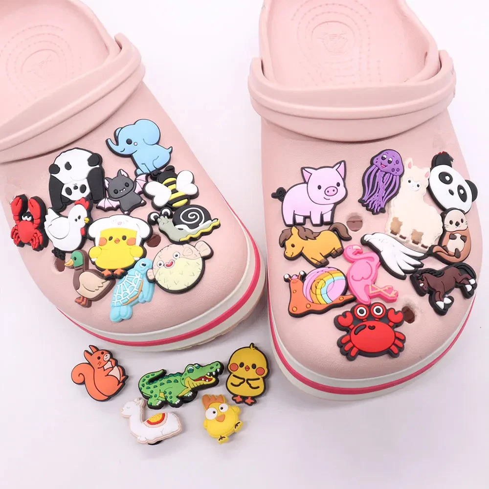 1-27 Stuks Chick Slak Varken Panda Pvc Kids Sandalen Schoen Gesp Bedels Mooie Dieren Decoraties Diy Verjaardagscadeau