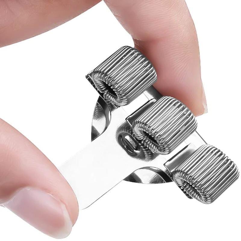 6ชิ้นกระเป๋าใส่ปากกาสแตนเลสคลิปเก็บสายปากกาสีเงิน3รูที่ใส่ปากกาสำหรับโน้ตบุ๊คที่บ้านสำนักงาน