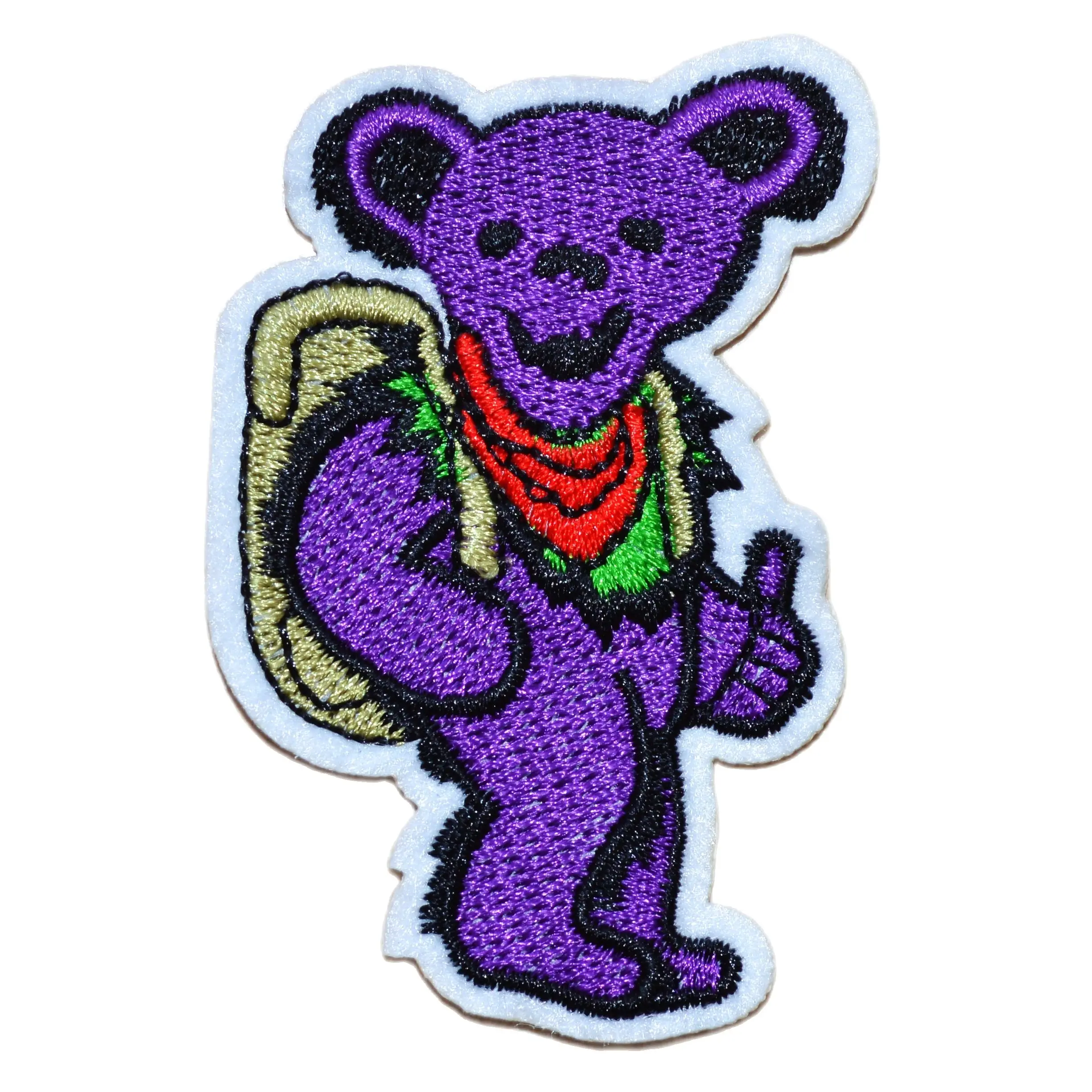 

New ! Hitch Hiking Dancing Bear patch embroidered iron on patches Grateful dead Purple Bears