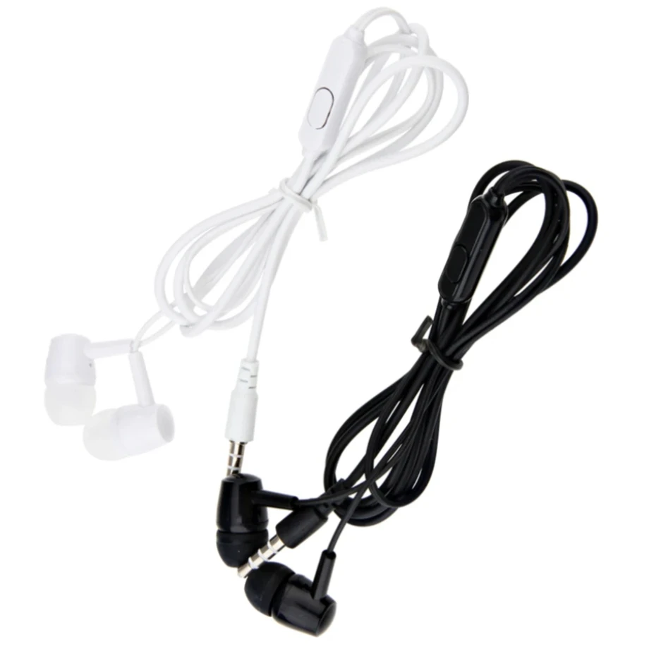 500pcs Black/White 3.5mm Wired Headphones In-Ear Stereo Earbuds Earphone with Microphone for Xiaomi Mobile Phones MP3