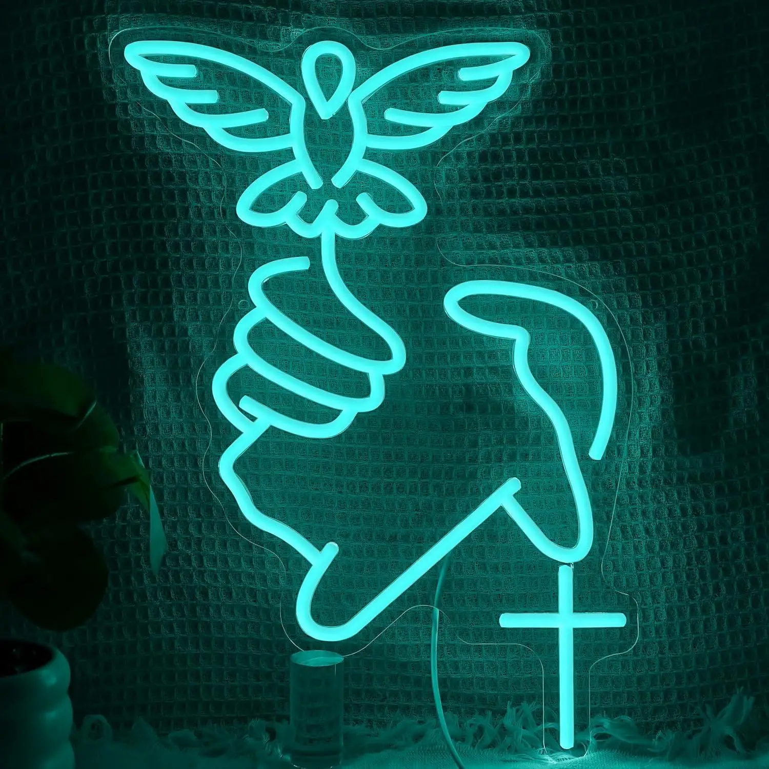 Peace Dove & Cross Neon Sign Dimmable LED Lights for Prayer Room Church Religious Bedroom Home Wall Decor Easter Christian Gift