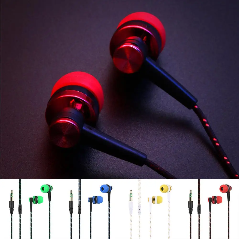 

3.5mm Wired In-ear Stereo Earphone Nylon Weave Earphone Cable Headset For Smartphone Laptop