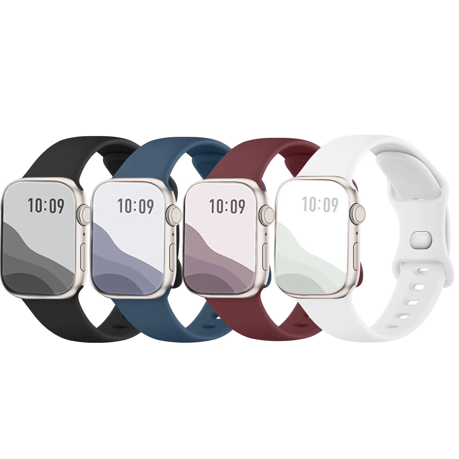 Ремешок силиконовый для Apple Watch Ultra 8 7 6 5 4 SE, спортивный браслет для iwatch 4 шт., 40 мм 38 мм 44 мм 42 мм 45 мм 41 мм 49 мм