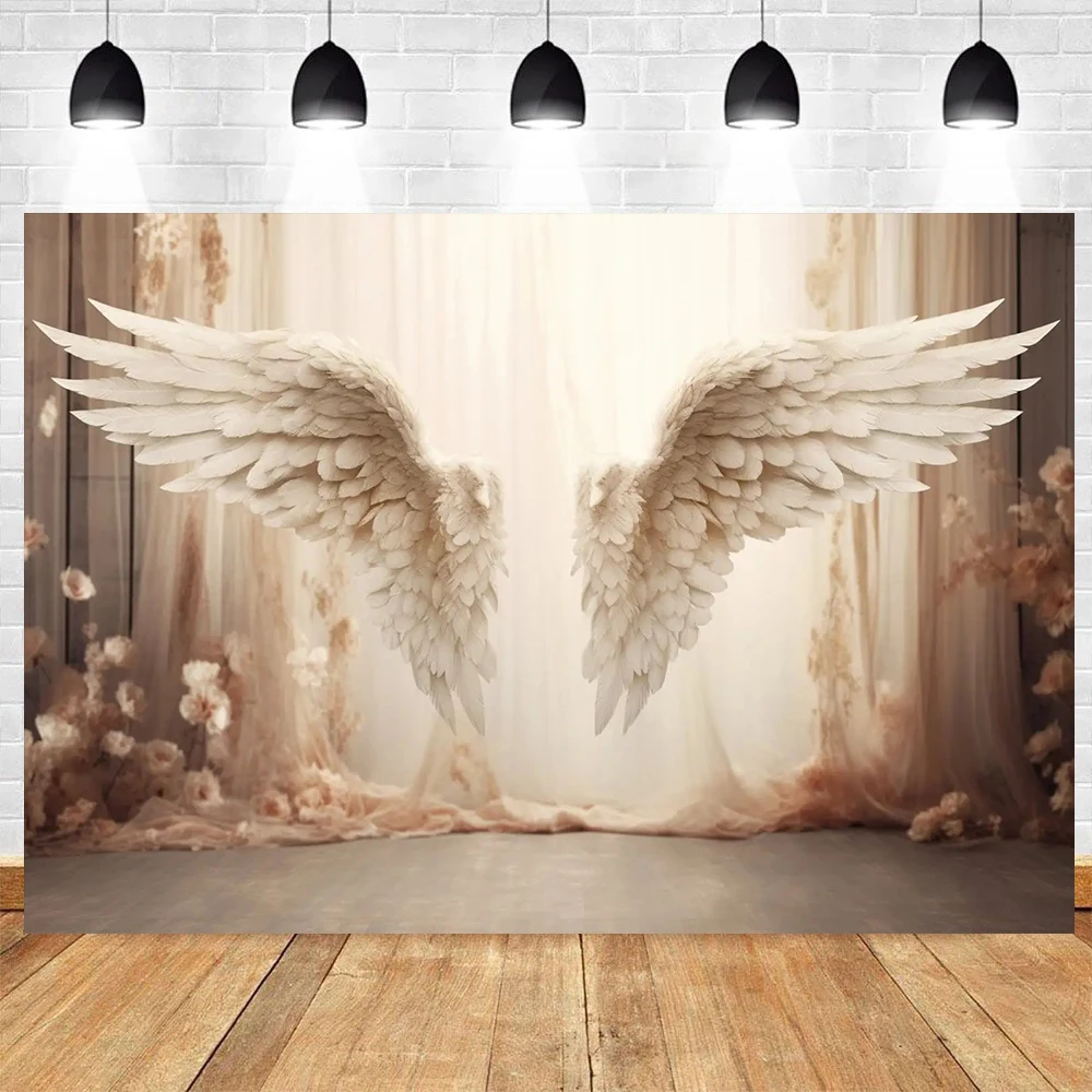 Glitter Silver Angel Wings Photography Background  Adult Birthday Wedding Maternity Portrait Custom Decor Backdrop Photo Studio