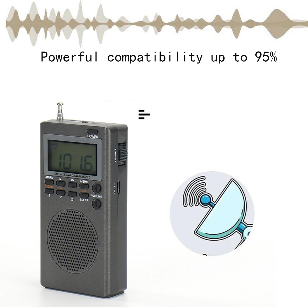 راديو FM صغير محمول وراديو صباحا ، مستقبل راديو ضبط رقمي ، مشغل موسيقى ، راديو صغير متين