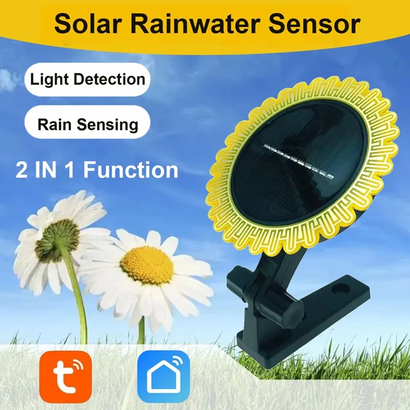M07K-Tuya Smart Zigbee Rain Sensor With Light Detector Solar Operated Outdoor Waterproof Rain Detector Remote Control 2Pcs