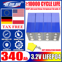 10000 Cycles 3.2V 340AH 320Ah Lifepo4 Rechargeable Battery Grade A DIY12V 24V 48V RV EV Boat Golf solar energy camping duty-free