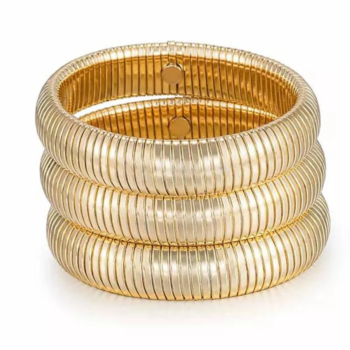 Bangle Bracelets Set for Women, Womens Bracelet Snake Chain Stretch Gold Rhodium Plated Bangles