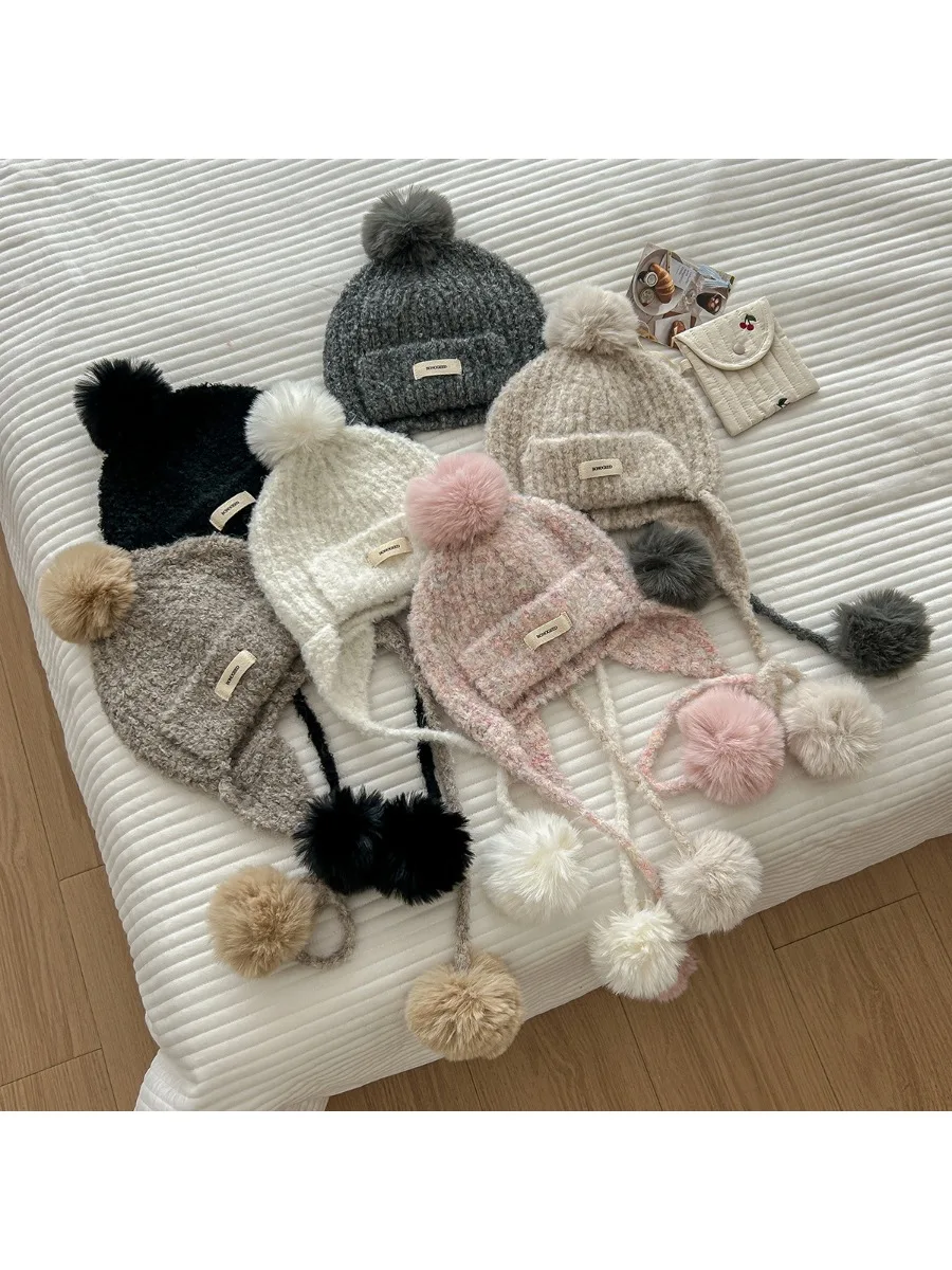 AliExpress Women's Winter Knit Hat - Fleece-Lined Thick Warm Trapper Cap with Ear Flaps, Cute Pull-On Beanie for Cycling & Cold Weather