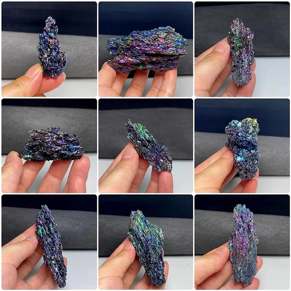 Colorful Carborundum Natural Stone Specimen Silicon Carbide Black Quartz Crystal Mineral Sample Home Decor Collectibles 1pc