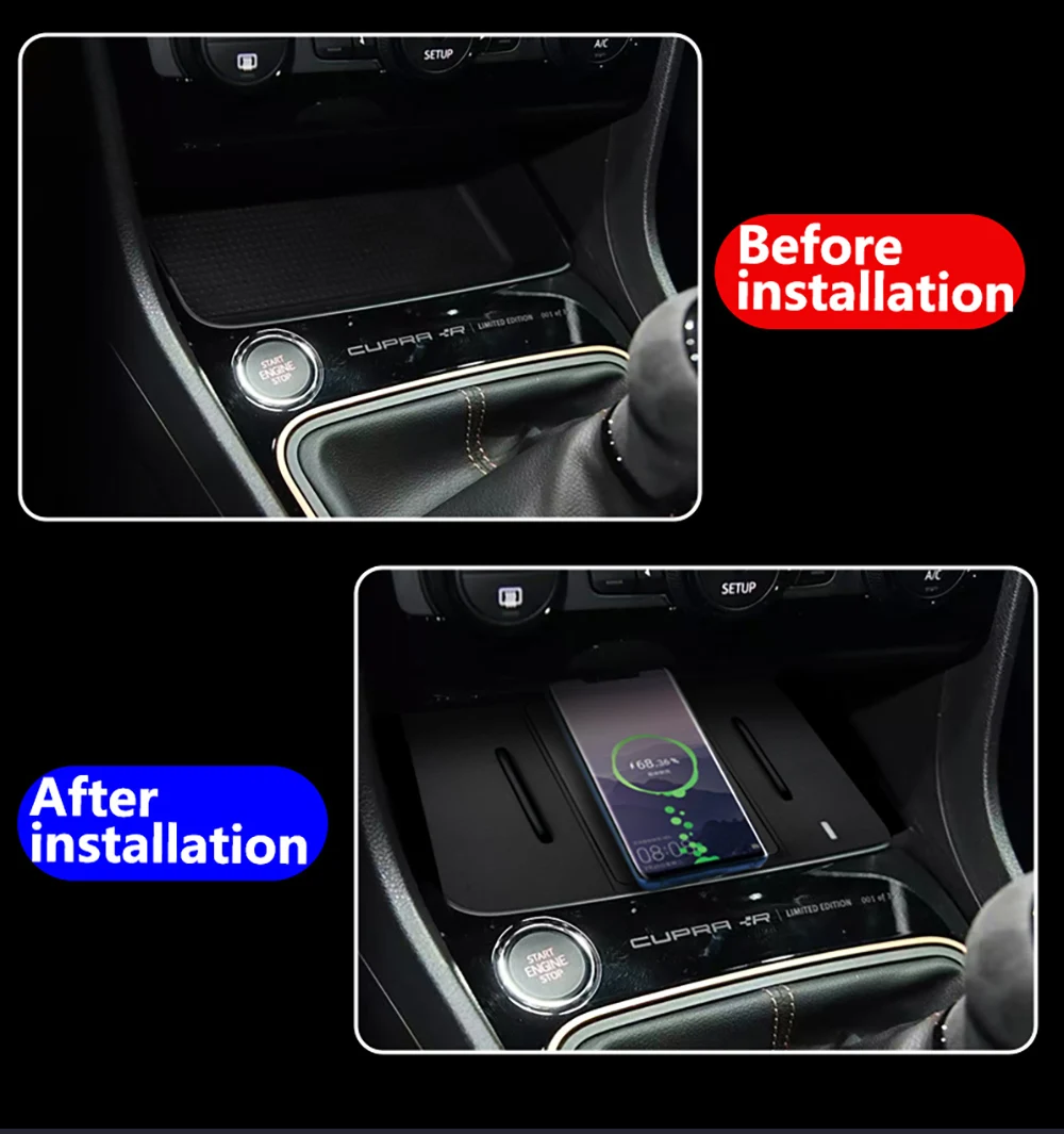 For Seat 2 Leon 2012-2017 New Model Wireless Charger Mobile Phone USB Charging Pad Accessories For iPhone Xiaomi Samsung ETC.