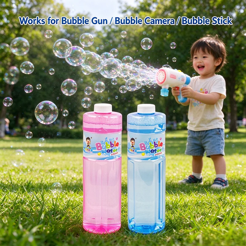 1L Bubble Solution Refill Concentrate, Pre-Mixed Liquid for Machine Gun Wand Camera, Non-Toxic, Kids Outdoor Summer Party Toy