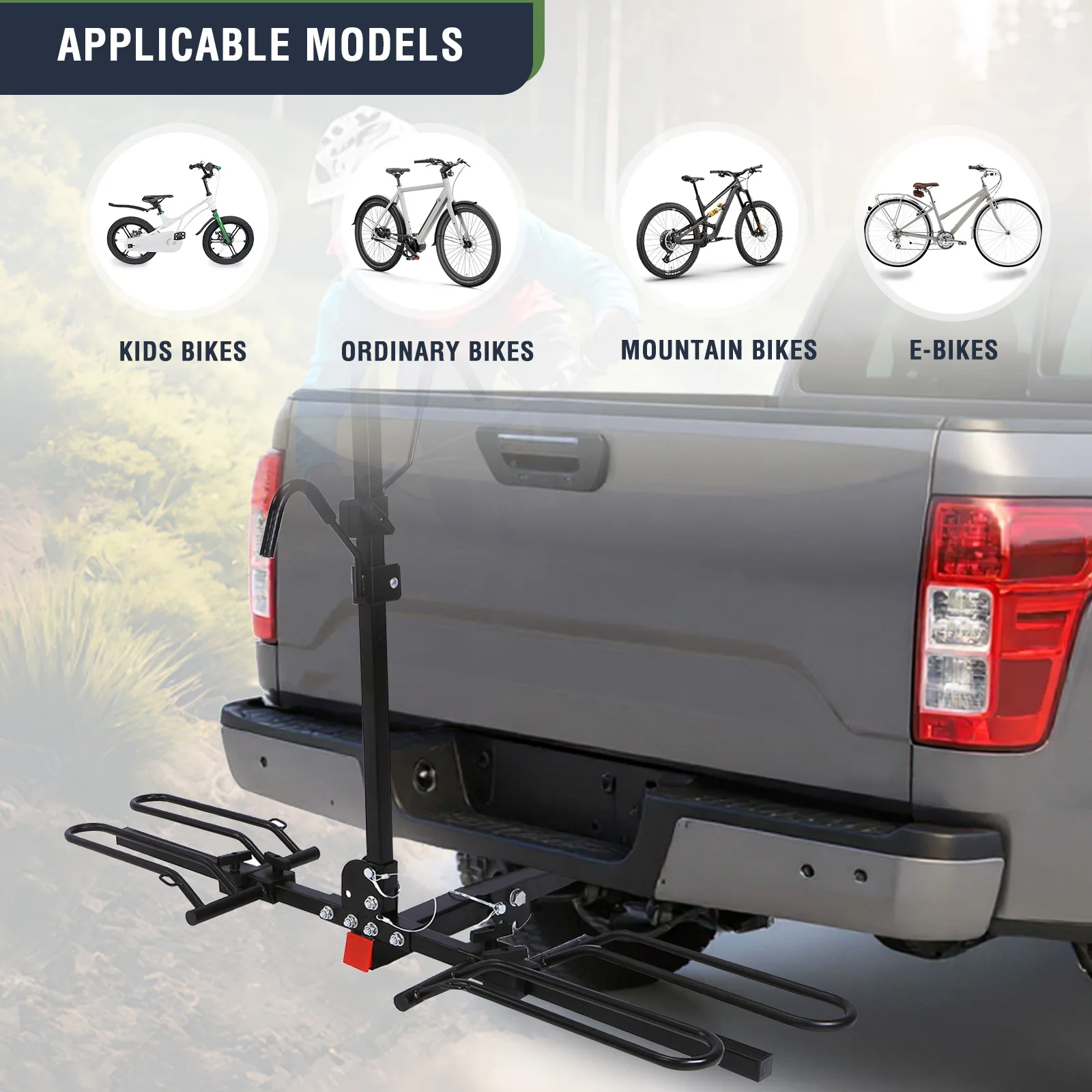 

Hitch Mount Platform Rack Anti Wobble Tilting Hitch Mounted 2-Bike Rack Fits 2 Inch Receiver for Cars Trucks SUVs Minivan