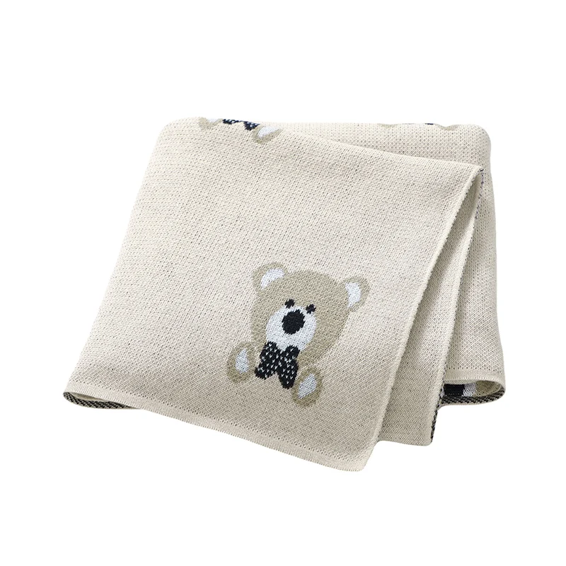 Kocyki dziecięce bawełniane dziergane niemowlęce chłopcy dziewczynki pościel kołderka 90*70CM noworodek wózek otulacz modne słodkie misie pledy