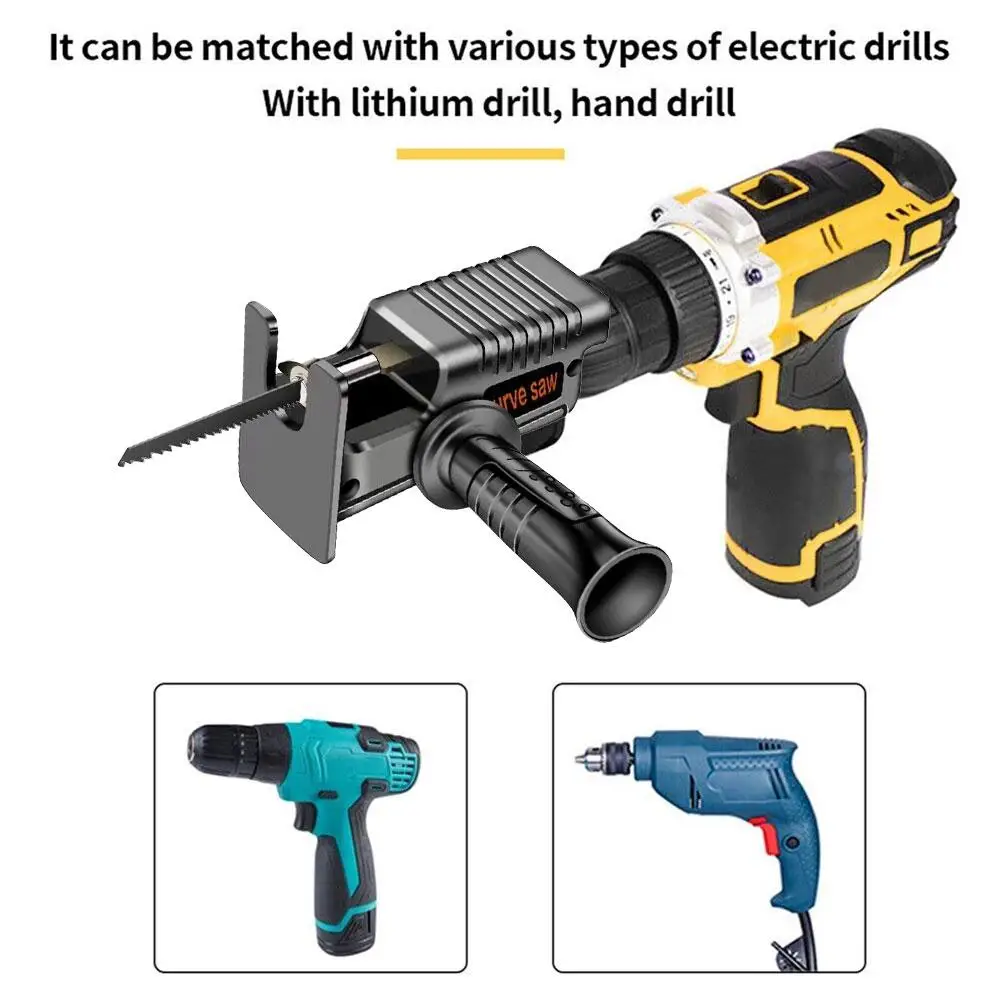 Reciprocating Saw Adapter Kit Electric Drill Converter Modified Tools Tool Wood Metal Power 3 Blades With Cutter Accessorie P7M0