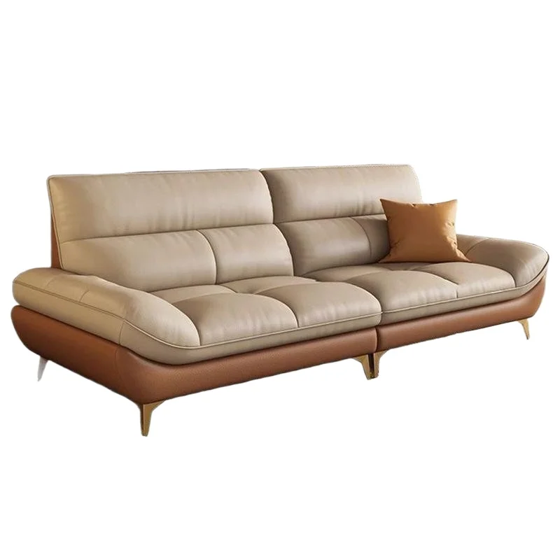 Simple and atmospheric Italian light luxury color matching leather sofa