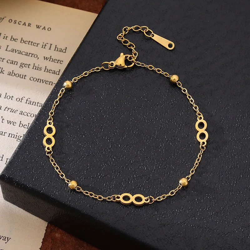 

Браслет из нержавеющей стали с сердечком, персонализированный браслет с бусинами, бесконечный золотой браслет, индивидуальный дизайн, подарок для женщин