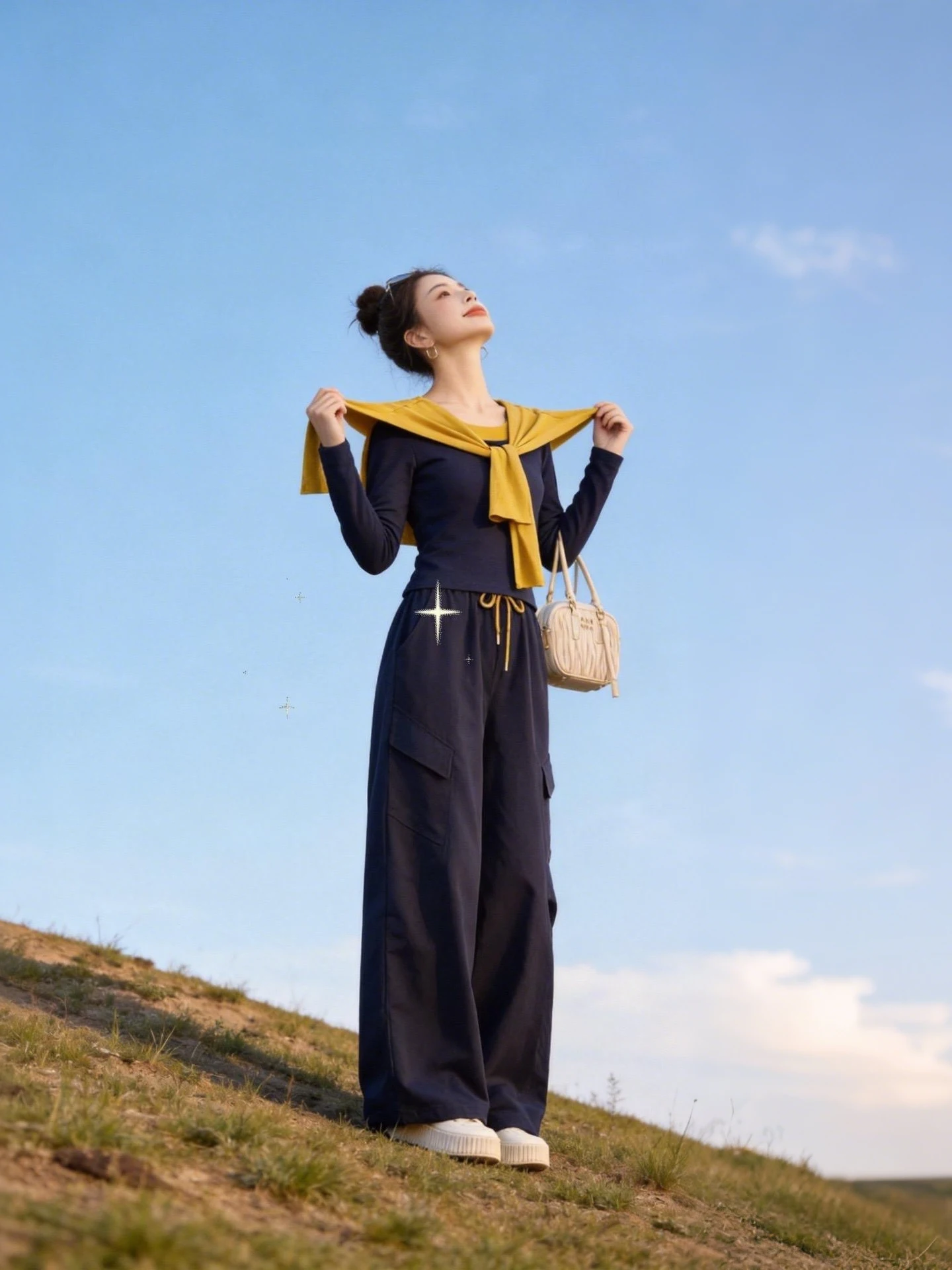 

Женский комплект из двух предметов: брюки с широкими штанинами и длинным рукавом для ранней весны, повседневный стиль, модный дизайн, удобный крой