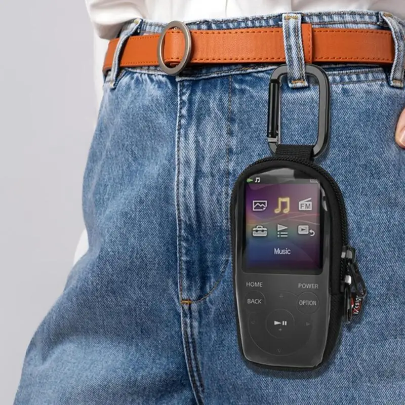 T5ea Nylon e TPU Protetive Sleeve Travel Case para NWE394 Dispositivos MP3 estreitos apresentam design amigável toque e clipe