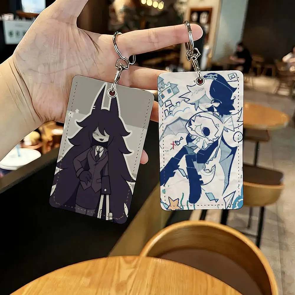 Cartoon Fundamental Paper Education Card Holder With Keychain Executive Protection For Bank Credit Subway Bus Case