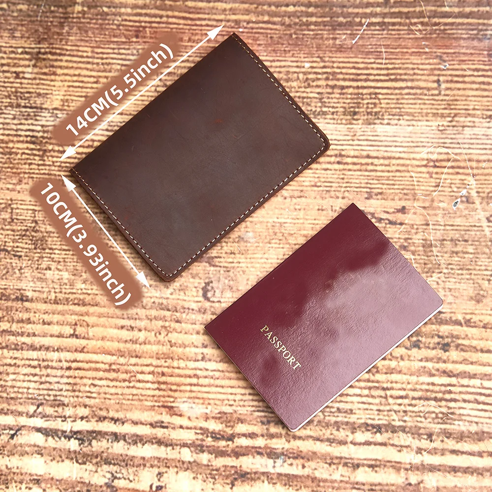 NUPUGOO Reisepass-Schutzhülle aus echtem Leder, Retro-Reisepasshülle, Dokumentenhalter für einzelne Reisepasshülle – Detail 2