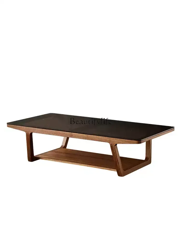 

Solid wood North American black walnut solid wood coffee table living room sofa front few retro log wind