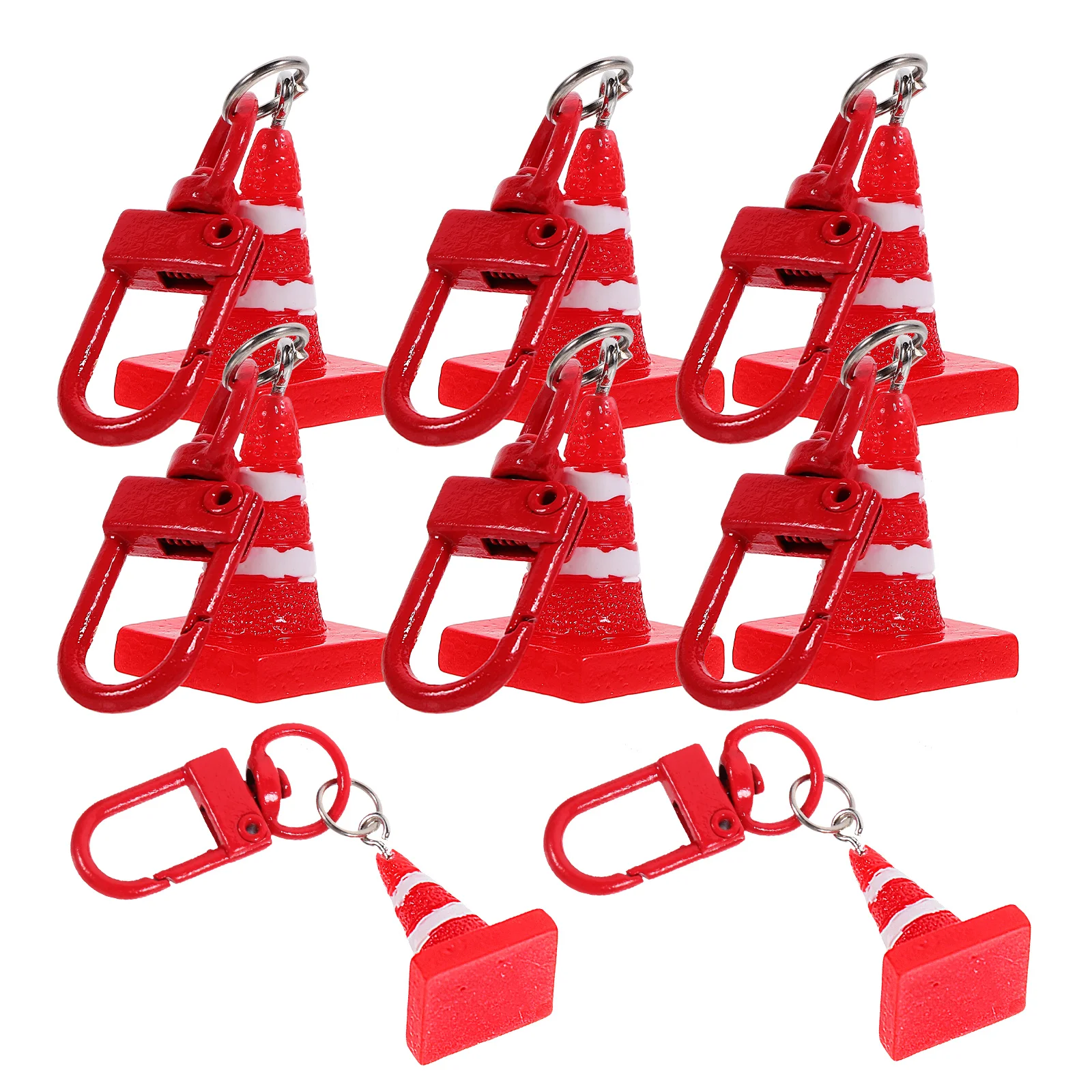 

8pcs Red Road Cone Keychains Traffic Cones Shaped Pendant Party Gifts Filler Charms DIY Decor Car Ornament