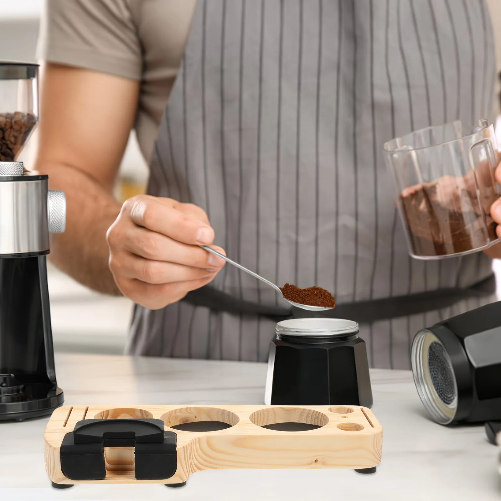 

Coffee Tamper Base Wooden Silicone Wear-Resistant Desktop Holder For Coffee Machine Accessories Home Cafe Kitchen Bar Use