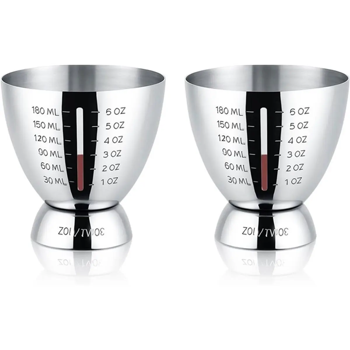 AA83 Cocktail Measuring Jigger for Bartending with Graduated Markings 1 Oz to 6oz,Stainless Steel Shot Measure Cup Pack of 2