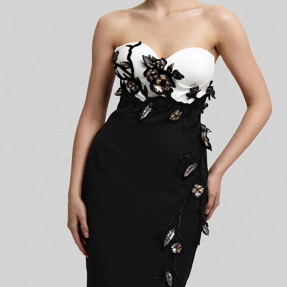 فساتين سهرة حورية البحر مخصصة بطول الأرض بدون حمالات بدون أكمام فستان حفلات موضة الزهور مطرزة بدون ظهر #3