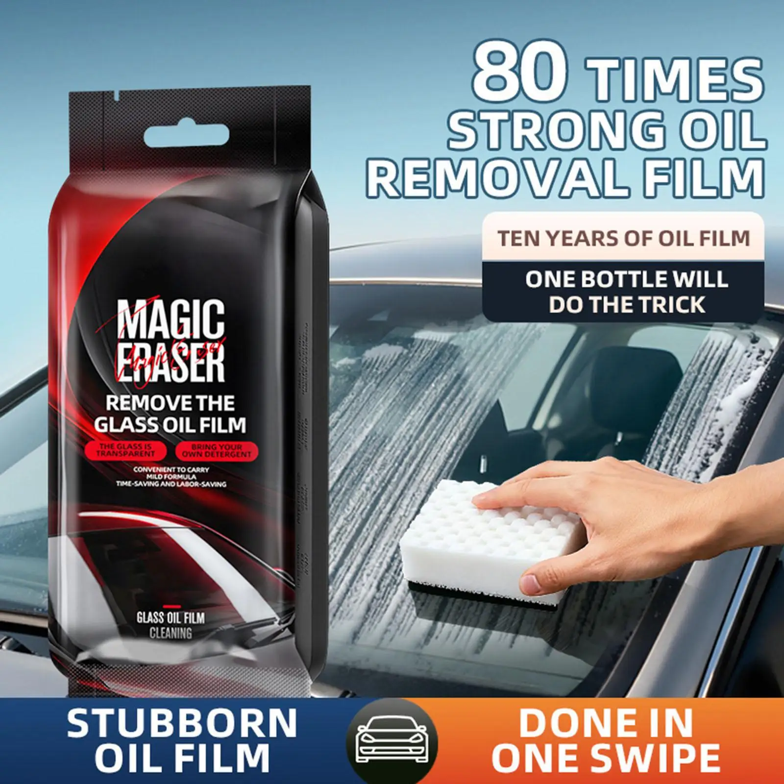 Oil Film Remover For Car Window 5 Pieces Vehicle Cleaning Supplies Automotive Glass Cleaner Sponge For Detailers Drivers Road