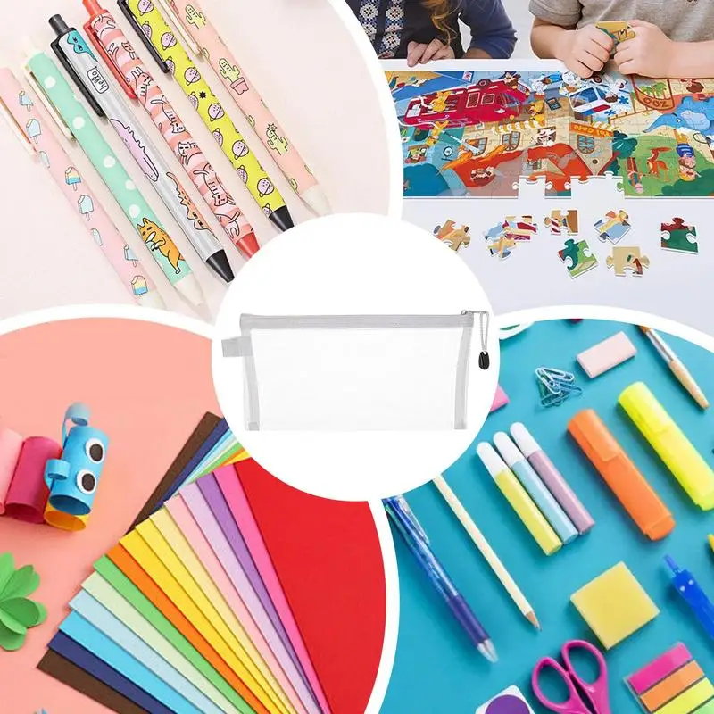 Puzzle Storage Pouch Doucument Pouch Extra Large Nylon Clear Zipper Bags 3pcs Multipurpose Pouch For School Supplies Puzzles &