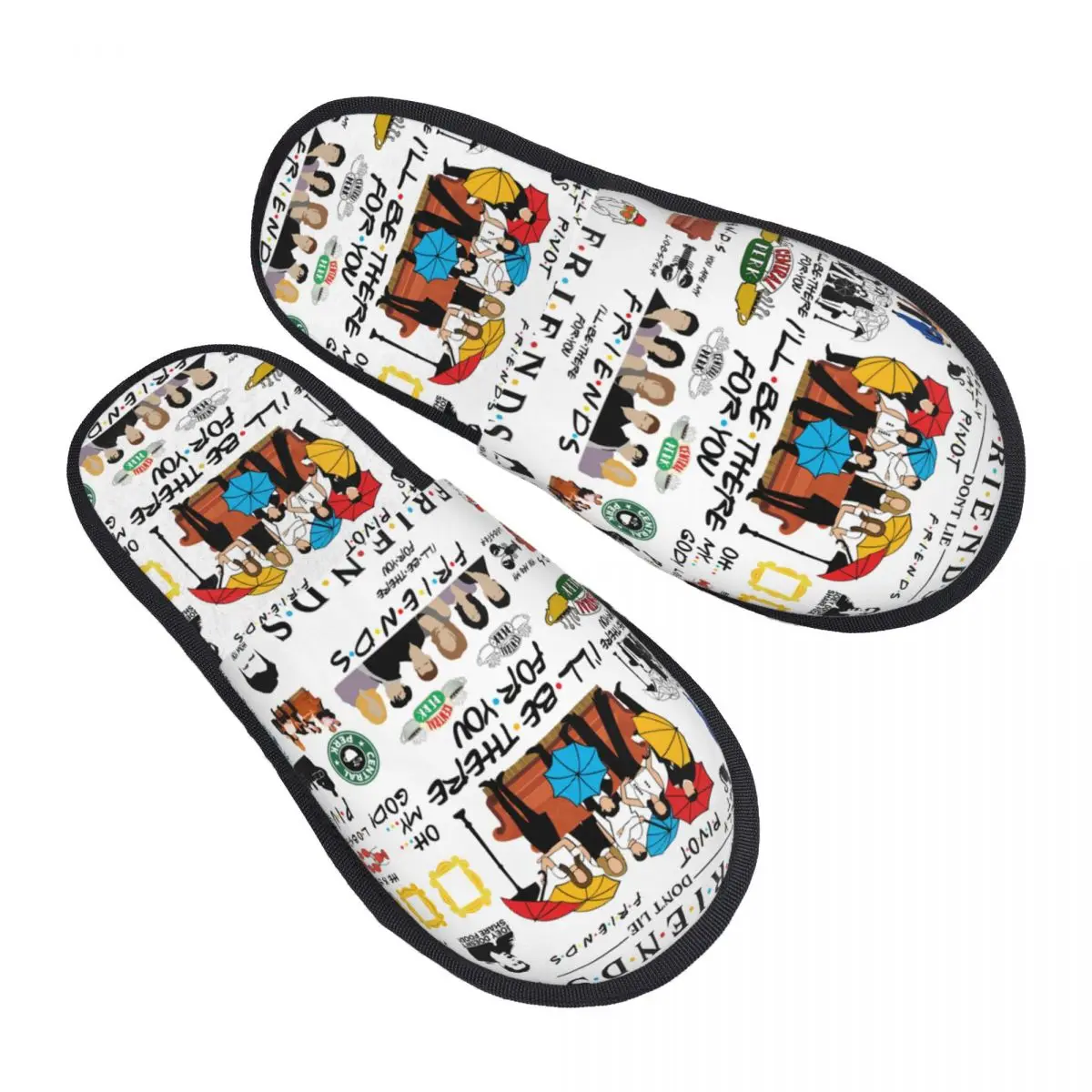 Custom Print Women Funny TV Show Friends Collage House Slippers Soft Warm Memory Foam Fluffy Slipper Indoor Outdoor Shoes