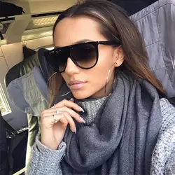 Flat Top Oversized Women Sunglasses Retro Shield Shape Luxy Brand Design Big Frame Shades Square Sun Glasses Women UV400 Eyewear