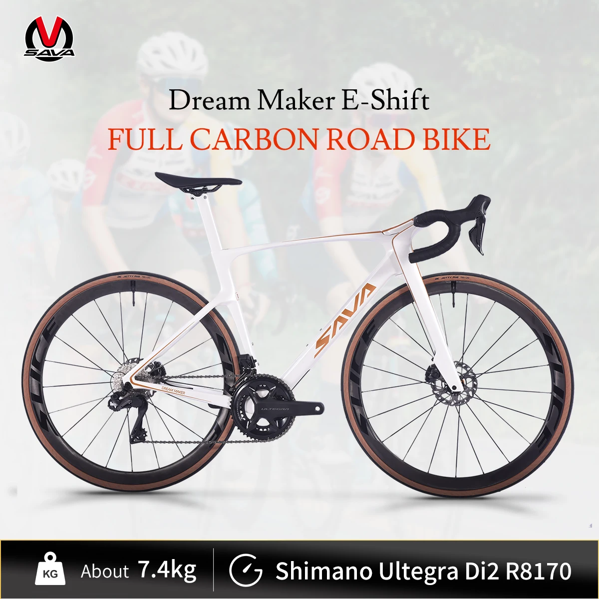 SAVA Dream Maker Aerodynamic Design Race Class Road Bike Full Carbon Fiber Bike with SHIMAN0 ULTEGRA 8170 DI2