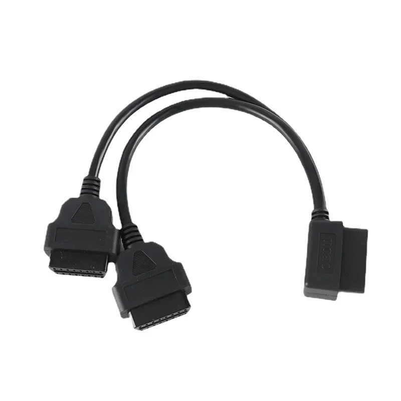 1 To 2 OBD Connector Adapter Cable, 30CM OBD2 16 Pin Cable Extension Splitter Male To Dual Female Y OBD 16Pin Cable