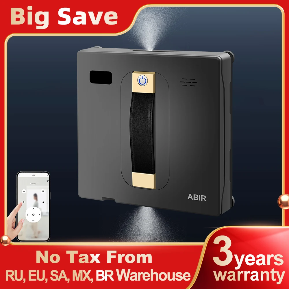 

Robot Window cleaner ABIR WD8,Dual Water Spray,Smart Memory,High Vacuum Suction, Sensor, Home Wall Glass Cleaning Robot