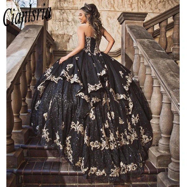 Luxury Black Quinceanera Dresses Beads Sequins Appliques Ball Gown Sweet 16 Dress Lace up Vestidos De 15 Anos Handmade Quinceanera Dresses AliExpress