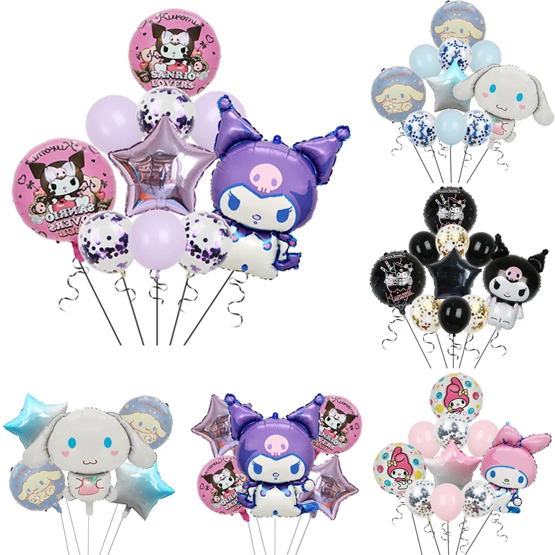 1set Sanrio Balloon Cute Kuromi My Melody Cinnamoroll Aluminium Film Balloons for Festivals Party Decor Kids Girl Birthday Gift