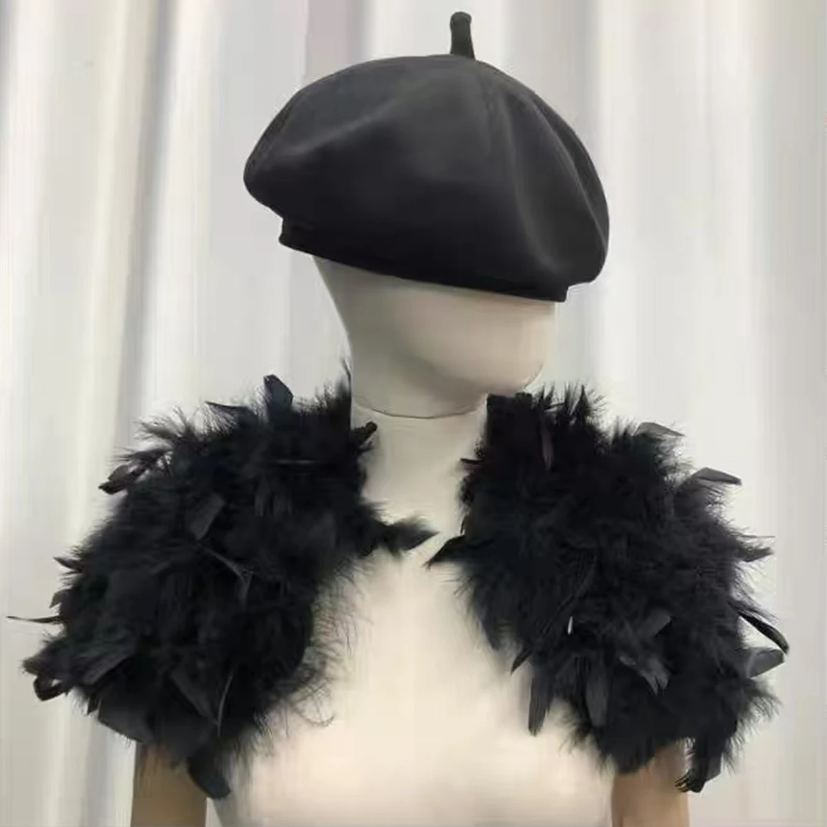FEIMANYUAN Real Ostrich Feather Fur Shawl Wraps  Christmas Gift Bride Wedding Party Capes With Ribbon For Women's