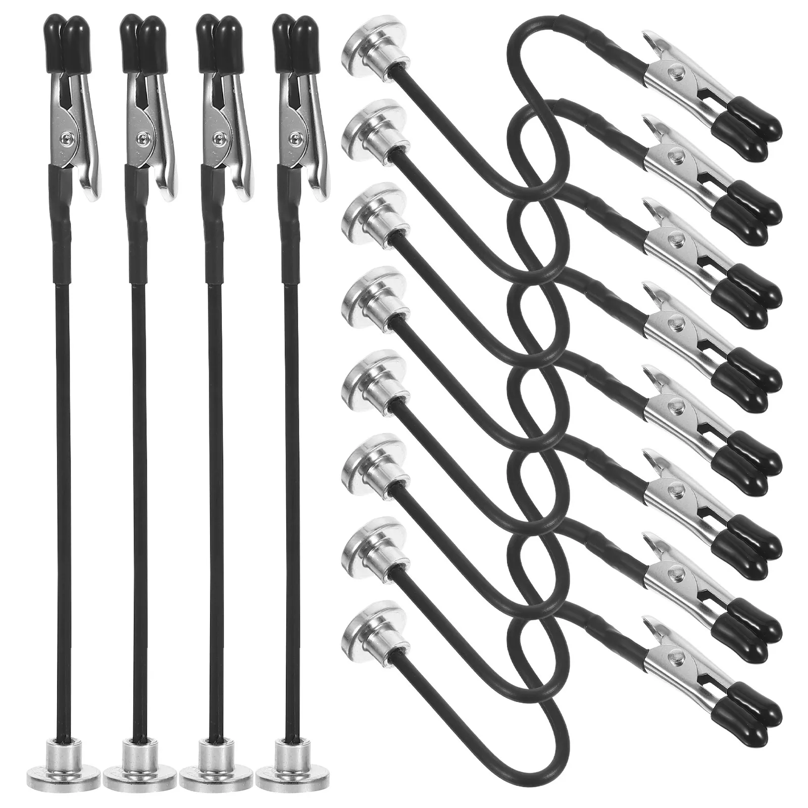 12Pcs Metal Alligator Clip Display Stand Magnetic Adjustable Base Rubber Soft Head for Place Cards Photo Mini Clamps