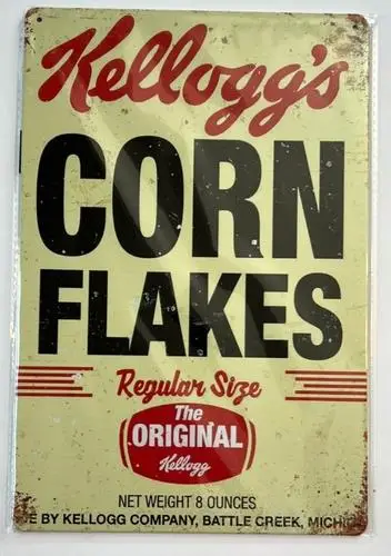 Kellogg;s Corn Flakes Vintage Novelty Metal Sign  Wall Art